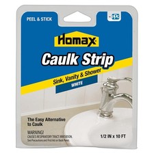 Homax Peel  Stick Caulk Strip for Sink, Vanity and Shower, White, 1/2" x 10'