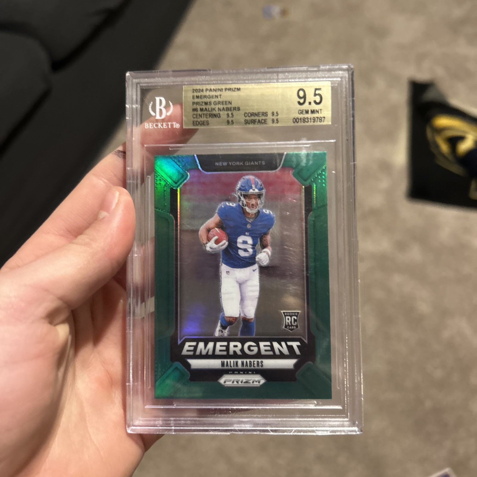 2024 Panini Prizm - Emergent Malik Nabers #6 Green Ice Prizm (RC)