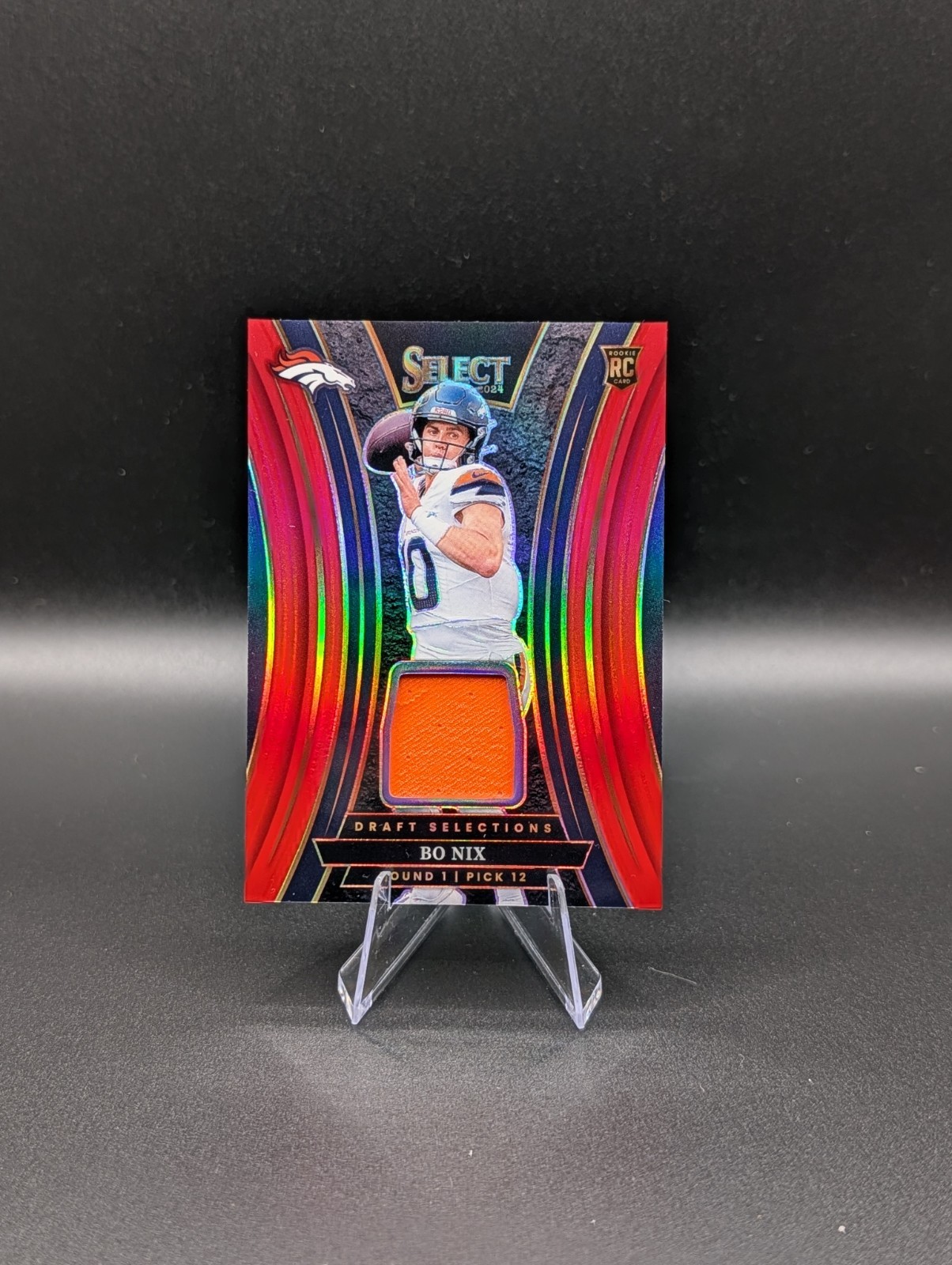 2024 Panini Select - Draft Selections Memorabilia Bo Nix #DSM-BNX Red Prizm...