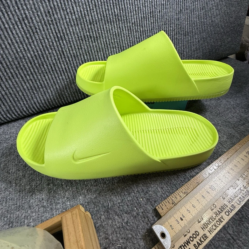 耐克 Calm Slide 男式 15 码懒人鞋休闲拖鞋 #FD4116-700 伏/石灰绿色 — 第 3/4 张图片