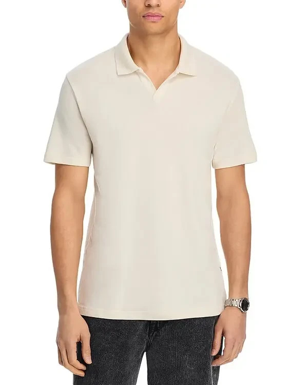 NN07 Polo Shirt Mens Medium Cream Pullover V-Neck Short Sleeve Knit ALMER $125