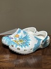 Crocs Classic Blue Tie Dye Print Clog Sandal Clog W6 M8 Flower Power Charms