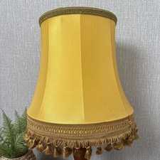 True Vintage Mid Century Large Tassled Lampshade Mustard/Gold
