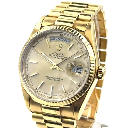 Men's 18K Yellow Gold Rolex Day Date "President" Wristwatch Ref 18038