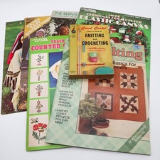 7 Vtg Craft Instructional Books Leaflets Crochet Knitting Quilting Cross Stitch