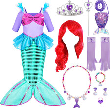 Spooktacular Creations Girls Sequin Mermaid Princess Costume Dress Set, Wig