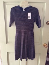 M Missoni Navy Gold Knit Fit Flare Dress Women s IT 40 Textured