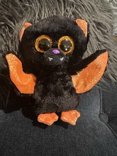 Ty Silk Beanie Boos ECHO the Halloween Bat 6" Plush Stuffed Soft Toy Orange Eyes