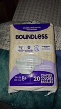 Rare Boundless Pack of 20 Size 8 Diapers - Bigger than pampers or youth crews