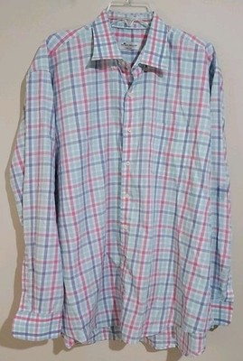 Peter Millar Button Up Shirt Mens XXL Crown Ease MulticolorPlaid EUC