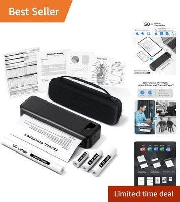 Lightweight Bluetooth Inkless Printer with Case and Paper
