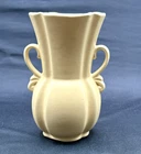 McCoy Yellow Double Handled Paneled Vase - 7.5" H - Vintage RB USA - Excellent