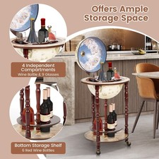 Stand Italian Rack Liquor Bottle Shelf 330MM Wood Globe Drink Cabinet Wine Bar