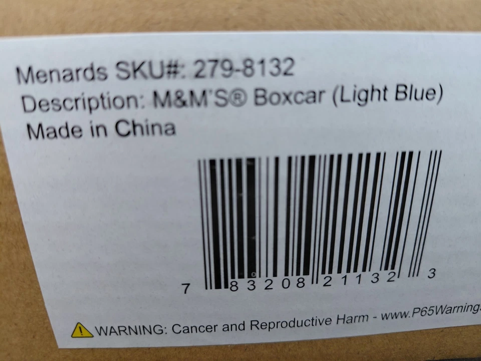 Menards 279-8132 M & M M&M's Candy Box Car Light Blue O 027 New Sealed in box - Image 2 of 4