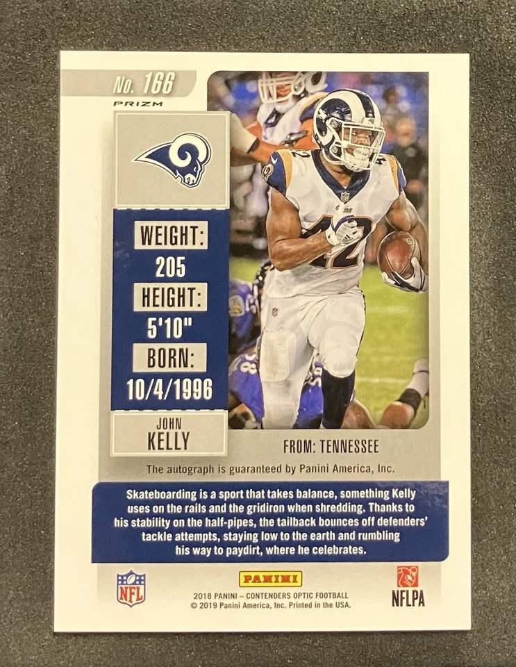 2018 Panini Contenders Optic - Rookie Ticket Autographs John Kelly #166 (AU, RC) - Image 3 of 3