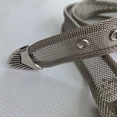 Vintage Silver Color Metal Mesh  Belt. 38 inch Tip To Tip. Nice Vintage 1970 main image 4