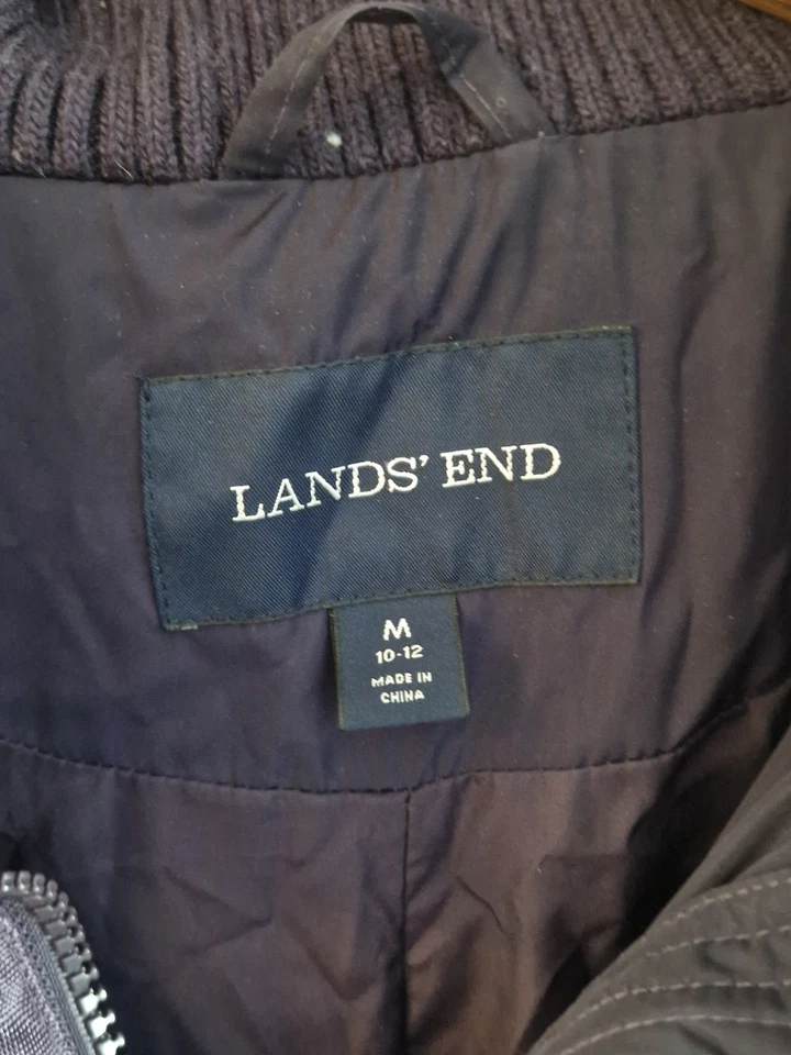 LANDS' END Purple Down/Feather Long Sleeping Bag Coat Size M - Image 4 of 4