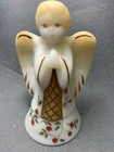 Fenton Art Glass Hand Painted Praying Angel Bell Signed S Bryan Apple Vintage
