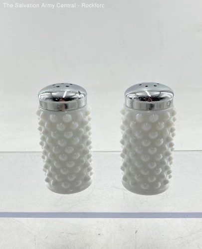 Vintage Fenton White Hobnail Milk Glass Salt And Pepper Shakers Lot Of 2