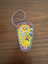 Finished Needlepoint Scissors Case With Cord And Snap Closure Blue Paisley