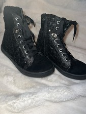 Paris Blues Girls Black Sequin High Top Sneaker Boots Sz 13 Faux Fur