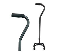 Carex Small  Base Offset Quad Cane   Adjustable Height, 250  lb Capacity, Black
