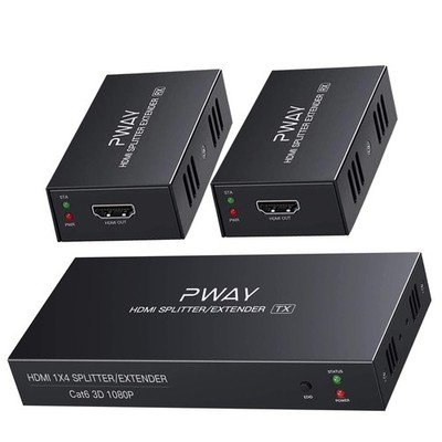 PWHTS0102（POC） 1X2 Port HDMI Splitter Extender/Verteiler Ultra HD 1080P Ohne ...
