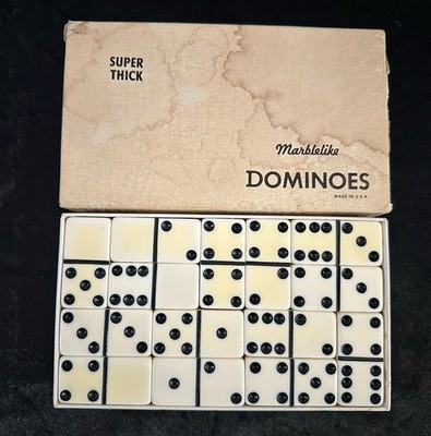 Dominoes Five Up Marblelike No. D-106 Cream Super Thick - VTG Set Of 28 6-6