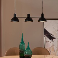Lucande Pendelleuchte 'Mostrid' (Design, Modern) In Schwarz Aus Metall (3 Flammi