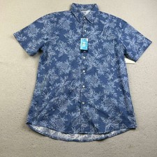 Izod Saltwater Shirt Mens Large Blue Floral Short Sleeves Button Up NWT