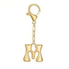 Gold Initial Keychains Bubble Letter M Bag Charm for Women Purse Charms M
