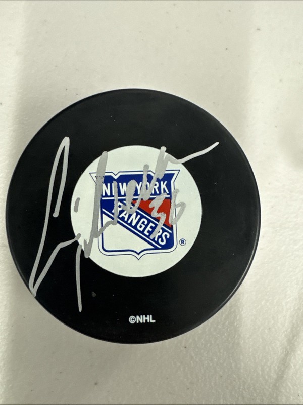 New York Rangers Chris Nilan Signed Puck