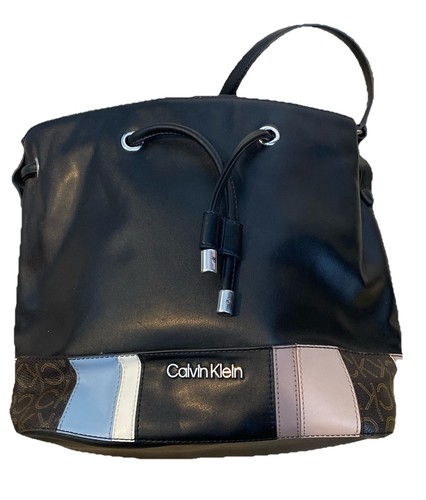 Calvin Klein Gabrianna Bucket Shoulder Bag - Black Multicolor - Picture 1 of 12