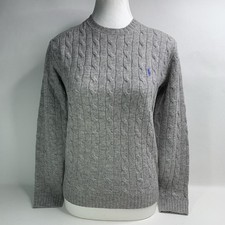 Polo Ralph Lauren Grey Lambswool Cable Knit Sweater - Timeless Preppy Layering E