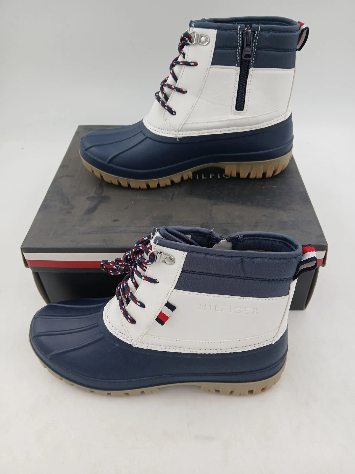 Tommy Hilfiger Boots Mens Size 7 White Navy TH Danni Duck Winter Snow Boots