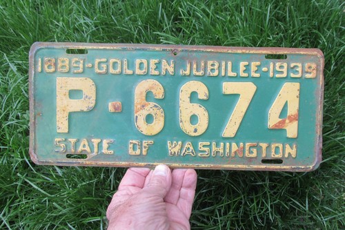 1939 WASHINGTON STATE LICENSE PLATE - 1898 Golden Jubilee - 1939 - P-6674