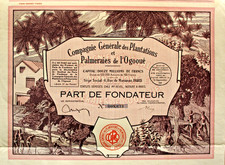 Cp G d Plantations et Palmeraies de l'Ogoou&eacute; Aktie Paris Frankreich Gabun Afrika