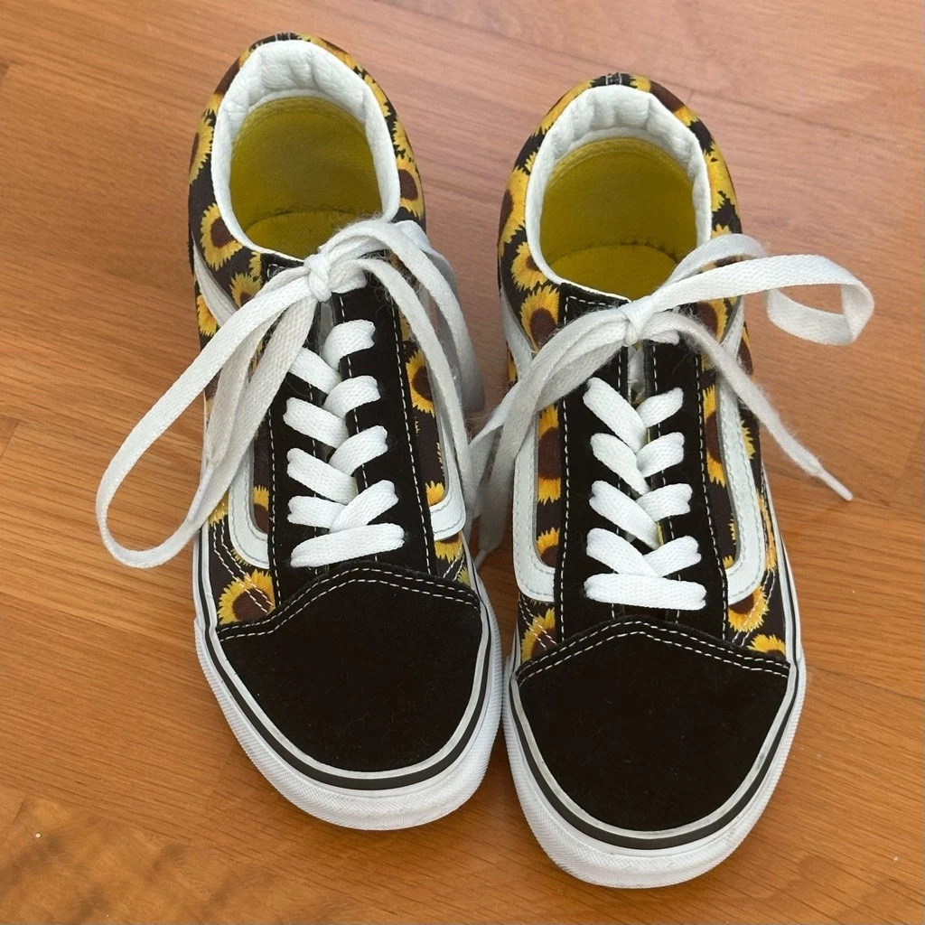 Sneakers Vans bambina in tela con lacci taglia 3 5 nere girasole comode scarpe casual