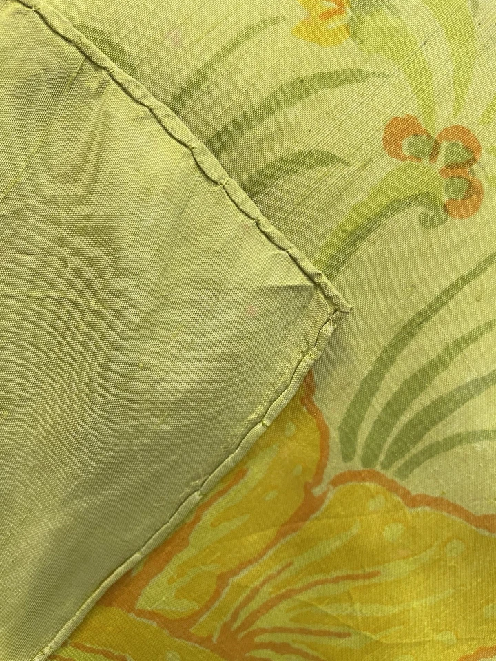 Jim Thompson цветочный бабочка шарф зеленый желтый тайский шелк стиль винтажный #A7 - Изображение 3 из 4