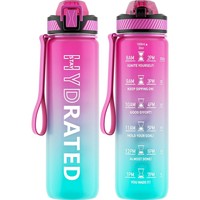 Trinkflasche, Bpa-Frei, Tritan, 1L, Auslaufsicher, Wasserflasche Sport, Zeitm...