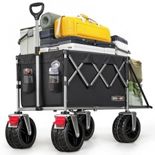Overmont 300L Folding Festival Trolley Cart - All-terrain Extra Wide Wheels and