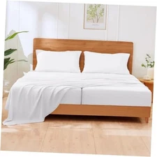  5 Pcs Sheets Set for Adjustable Bed with Elastic Corner Split King 01- White