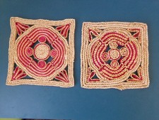 2 Untersetzer Bast Topfuntersetzer Wanddeko Vintage 60er Jahre