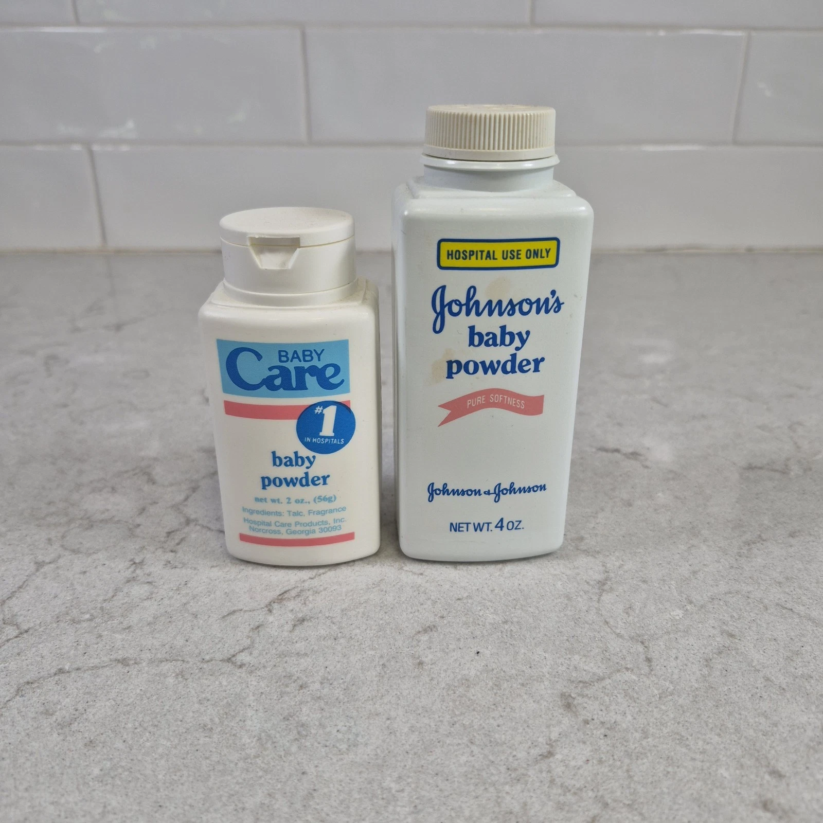 Vintage Johnsons Baby Powder Original Talc Formula 4 oz. & Baby Care 2 Oz