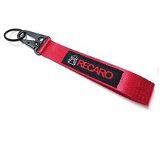 Jdm Recaro Red Racing Keychain Metal Key Ring Hook Strap Lanyard Universal
