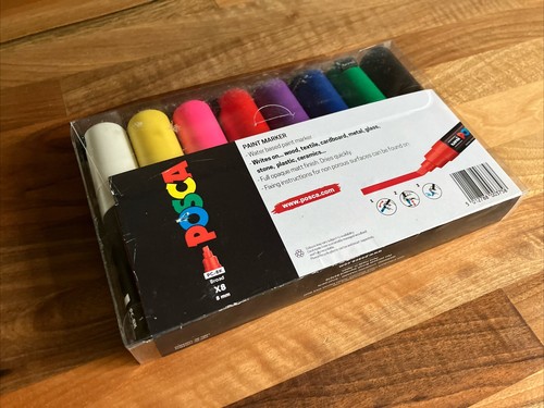 Uni Posca PC-8K Paint Marker 8 Standard Colours Broad Chisel 8mm New - Picture 3 of 3
