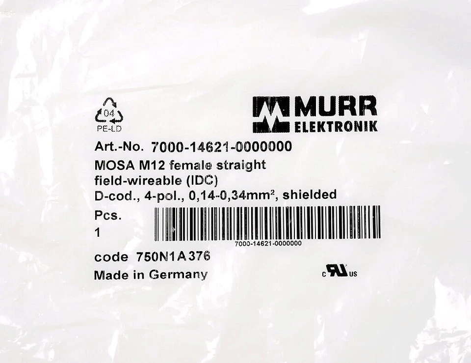 MURRELEKTRONIC - 7000-14621-0000000 - ETHERNET CONNECTOR - M12 4-PL (NEW in BOX) - Image 3 of 4