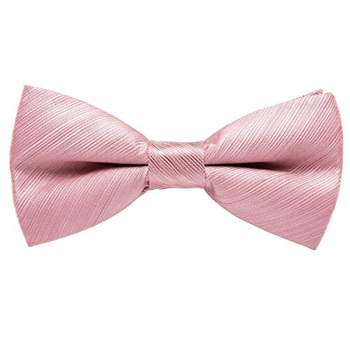 Men Ties Bowtie Set Woven Silk Necktie Bow Tie and Pocket Square Blush Pink - Bild 4 von 6
