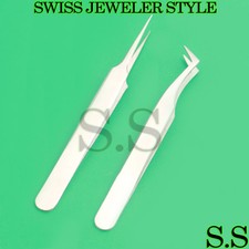 2 ASSORTED SWISS JEWELER STYLE WATCH REPAIR TOOLS FORCEPS 6 4 TWEEZERS