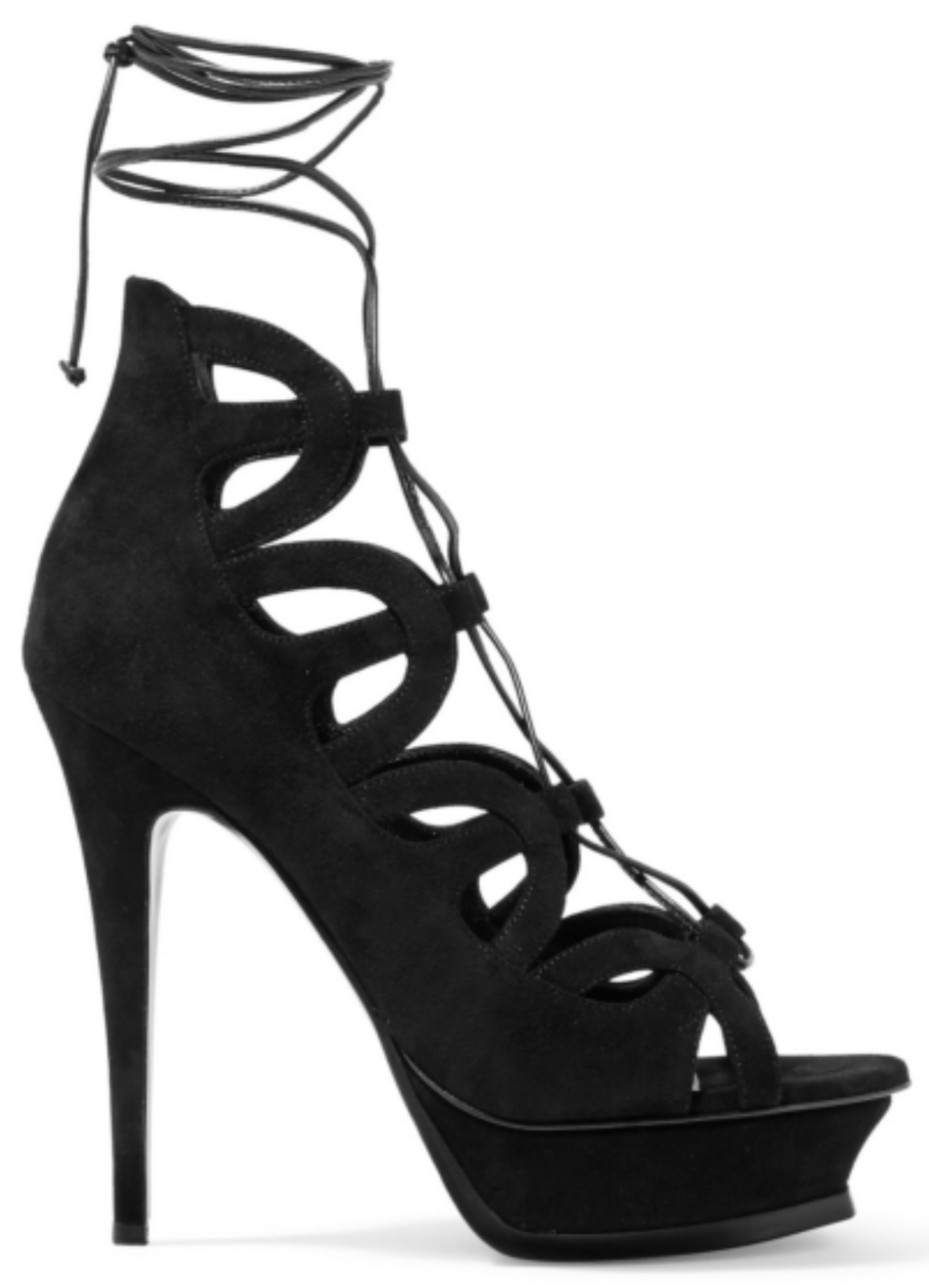 Sandali decolte Saint Laurent YSL Tribute neri stringati plateau taglia 37 5 7 5 $1395